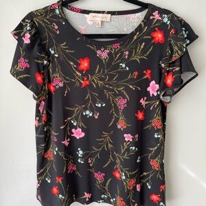 Philosophy black flowered blouse